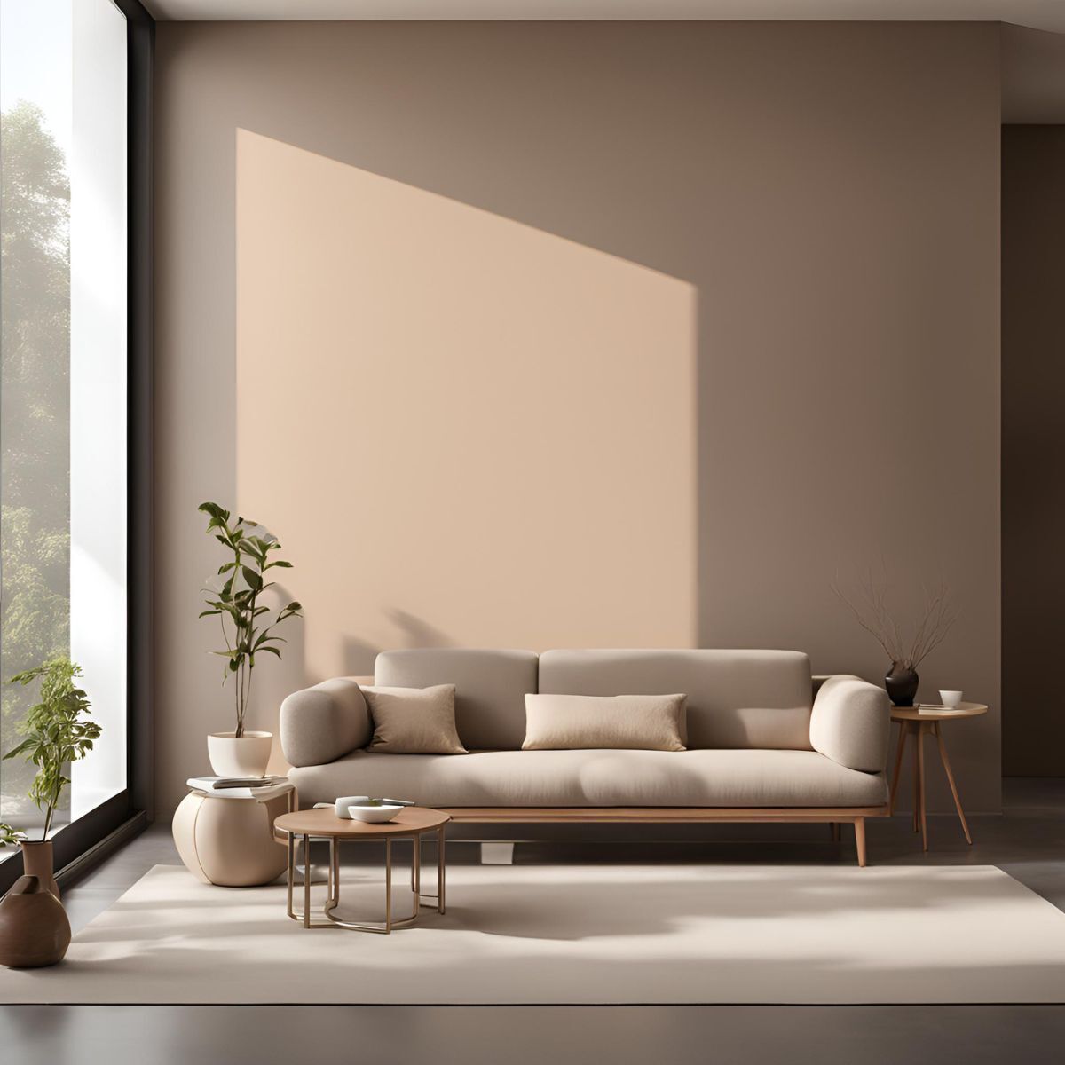 Woonkamer geverfd in een aardetint kleur