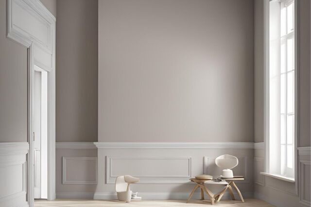 Geverfde binnenmuur in de kleur beige/pastel